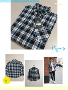 Black &amp; White Plaid Flannel Shirt - Size M