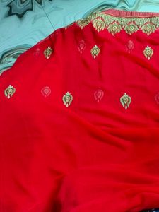 Red Embellished Saree