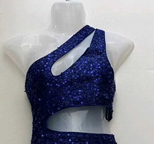 Sparkly Blue One-Shoulder Mini Dress