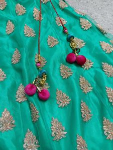 Green Embroidered Lehenga Skirt