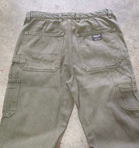 Vintage ZARA 1975 Green Denim Carpenter Pant
