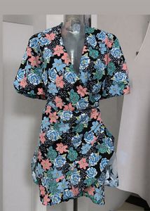 Plus Size Floral Wrap Dress