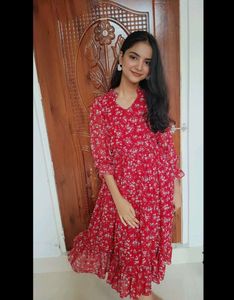 (SIZE~S)/Strechable)Red fit and flare dress🌷