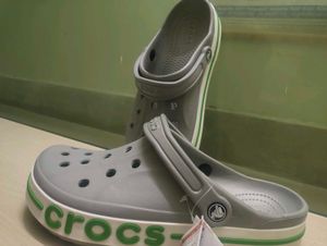 crocs bayaband clogs ,size 10,grey and green