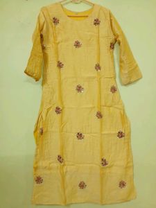 Embroidered Yellow Kurta