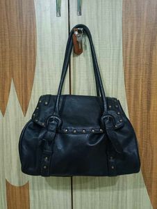 Imported Vintage Black Leather Handbag