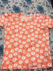 Cute Peach Floral Top For Sale
