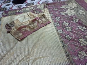 golden shimmer party wear saree