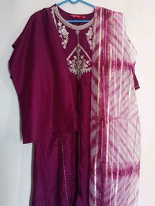 Elegant Embroidered Kurta with pant &amp;dupatta