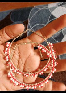 big size Beaded Hoop Earrings