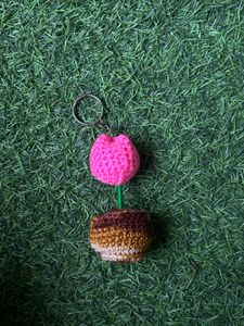 Crochet Flower Pot Keychain
