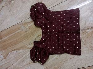 Meroon And Golden Print Pattupavada Set
