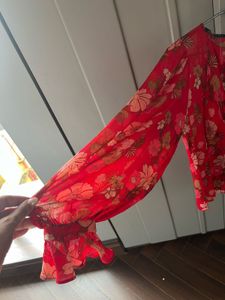 Zara Floral Ruffle Blouse