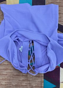 Lilac Lace-Up Back Crop Top