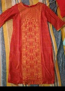Elegant Red &amp; Gold Kurta (2 Kurtas)
