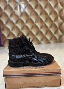 Prada Black Leather Ankle Boots For Men