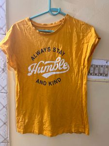 Yellow Embroidered Kurta and T-shirt