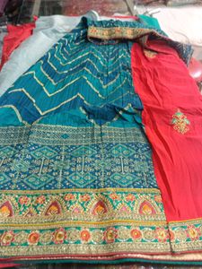 Elegant Red Embroidered Lehenga Saree