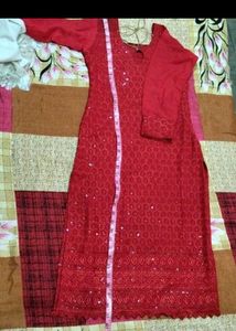embroidery red kurti