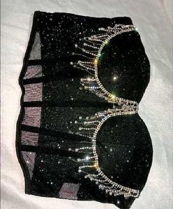 Brand New ( Urbanic)Black Sequined Mesh Corset Top