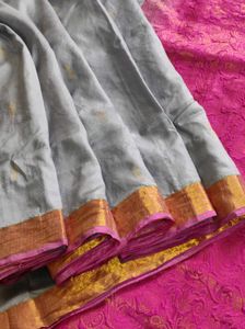Elegant Pink &amp; Grey Soft Silk Saree