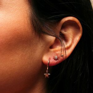 Star Charm Hoop Earrings