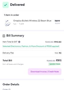 Oneplus Bullet Wireless Z2 Blue Colour