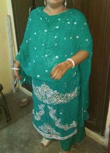 Green Suit With Plazo And Dupatta