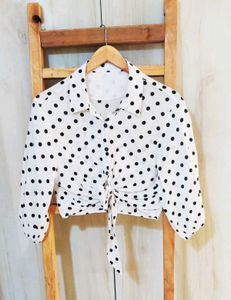 Offwhite Polica Design Crop Shirt Size-28-30- S