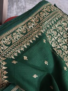 Green Saree with Gold Embroidery