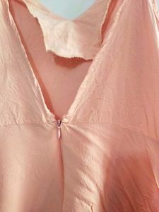 Peach Dress with ruffle strips