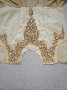 Elegant Cream &amp; Gold Embroidered Dress