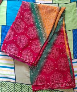 Colorful Bandhani Print Saree