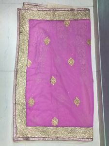 Two Colours Net Saree With Blouse
