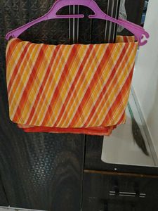 Orange &amp; Yellow Striped Saree