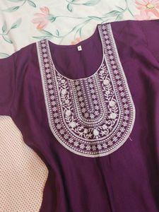 new Purple Embroidered Kurta