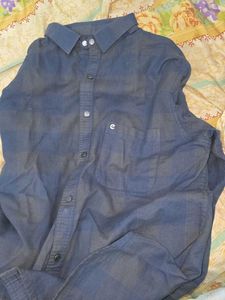 Navy Blue Checked Shirt