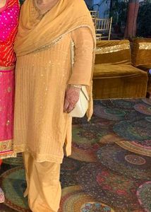 Beautiful Tan Suit Set With Dupatta