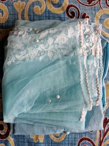 Blue Embroidered Kurta Set With Dupatta