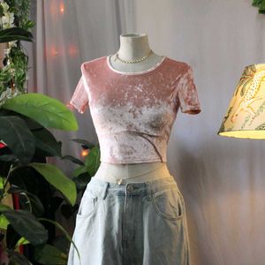 Pink Velvet Crop Top