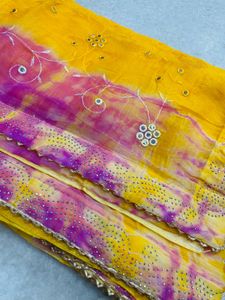 Yellow &amp; Purple Embellished Scarf