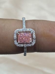 925 Italian silver Ladies ring Pink AD