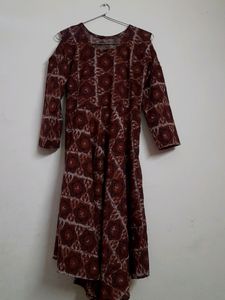 Patterned Cold Shoulder Dress