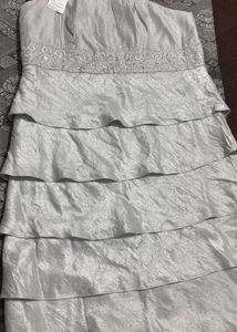 Elegant Silver Tiered Party Dress