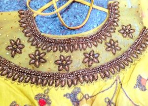 Neck Sequence Yellow Wedding Gown/ Party Wear