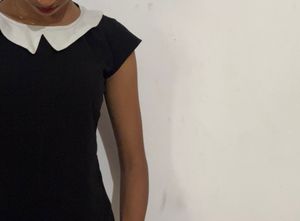 Black Top With White Neck Detailing