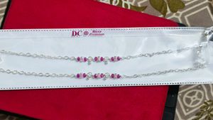 pure silver Anklets with Pink Stones