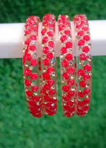 Red Floral Bangles
