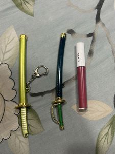 sword keychain. and a zudio lipstick