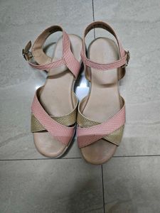 Pink & Gold Ankle Strap Sandals